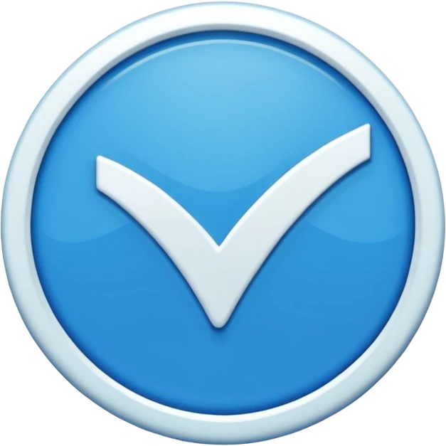 A bright blue circular badge with soft, wavy edges (like a seal or award ribbon). In the center, there is a white check mark (✓) tilted slightly to the right. The design feels clean, modern, and official, symbolizing verified, trusted, approved, or authentic status. emoji