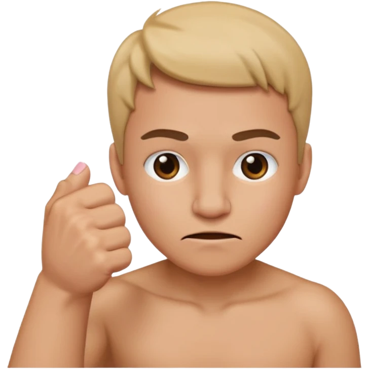 fist with pinky sticking out covering nose on face emoji