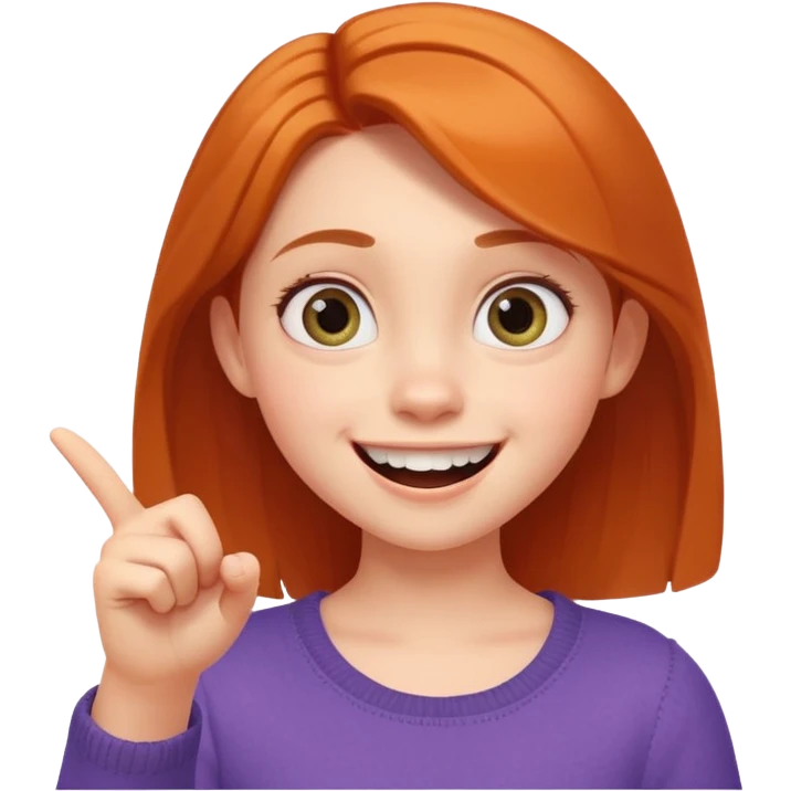 Transform this selfie of a smiling girl pointing at her teeth into a Pixar-style animated character, with large expressive eyes, soft lighting, and a cheerful atmosphere emoji