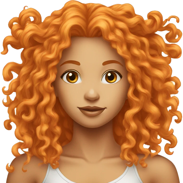 A beautiful tall curly orange head girl white  emoji