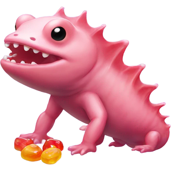 axolotl eating gummy bears  emoji