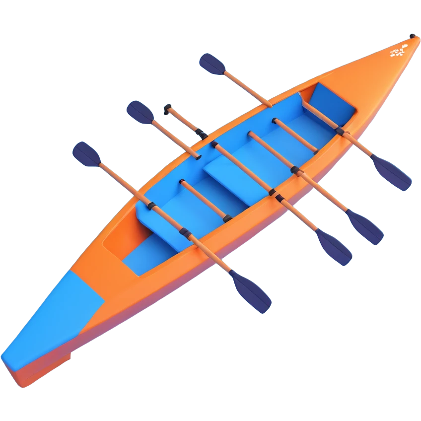 blue four-person Olympic rowing boat, top view emoji
