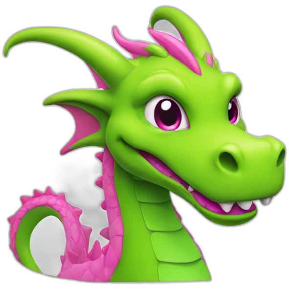 Neon green dragon with pink lips emoji
