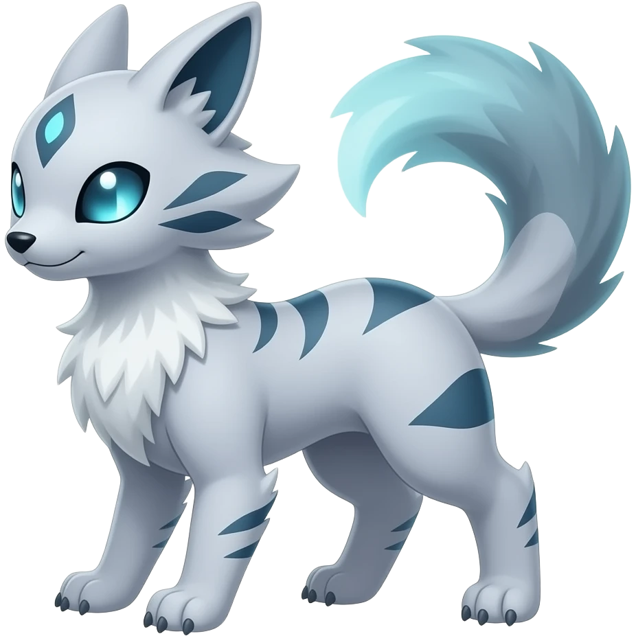 Cool Pretty Ethereal Renamon-Zoroark-Fakémon-hybrid full body emoji