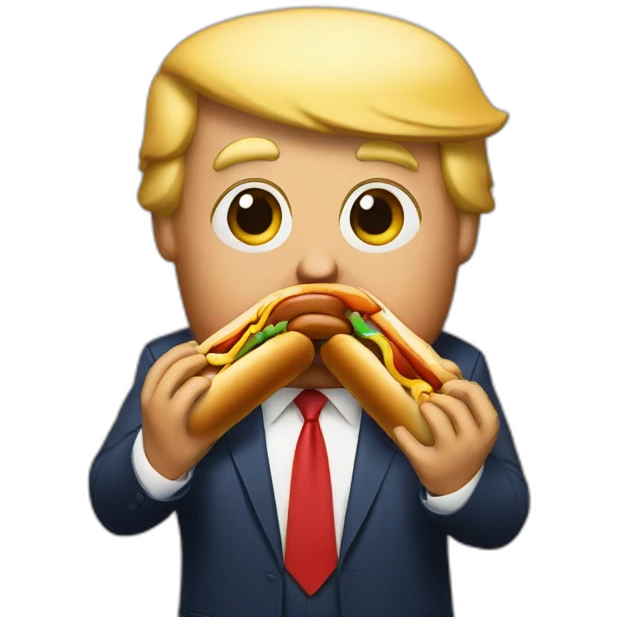 Donald trump eating hotdog emoji