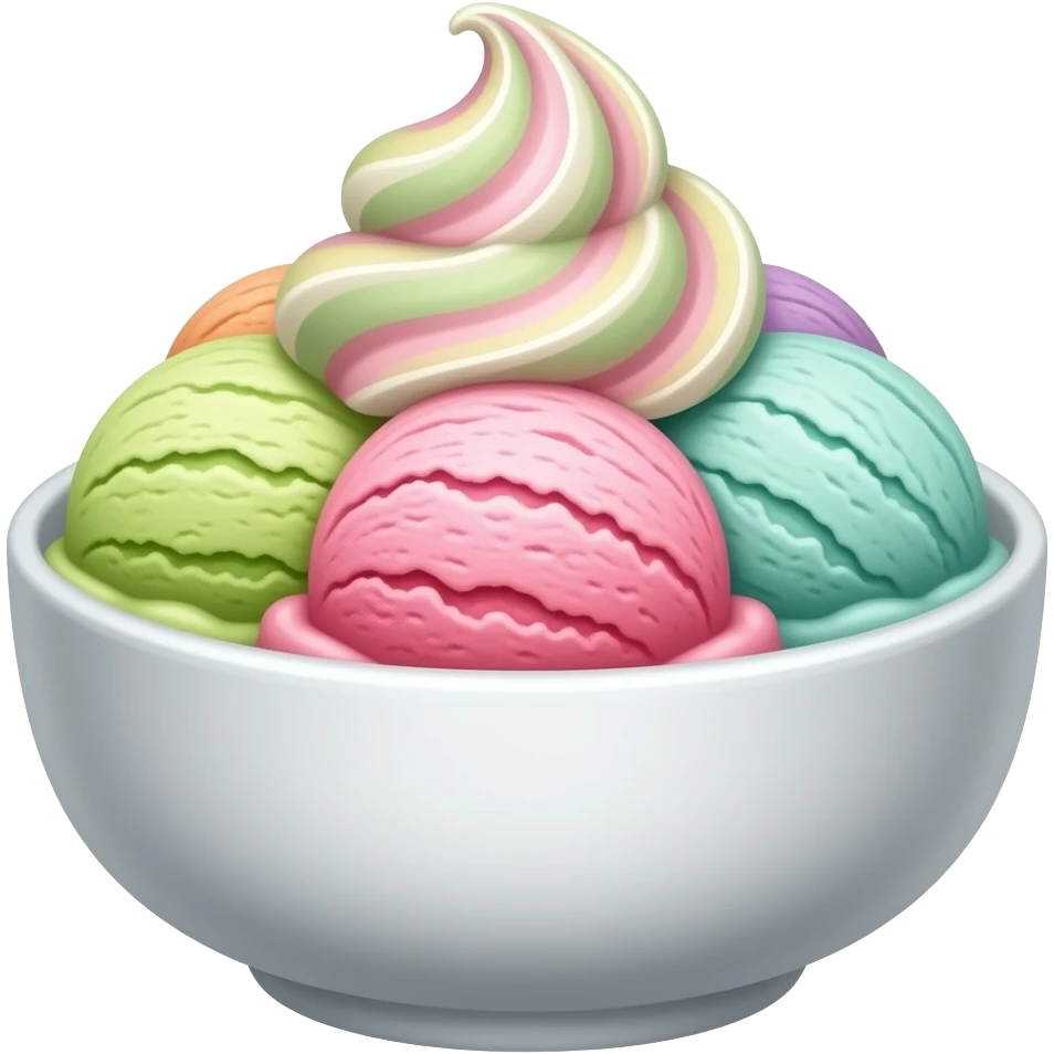 bol de crème glacée multicolore pastel emoji