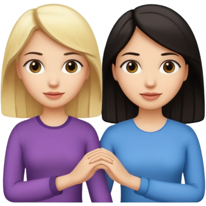blonde woman holding hands with a dark-haired woman emoji
