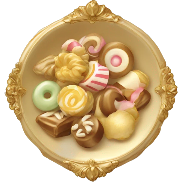 vintage rococo beige and gold plate of sweets emoji