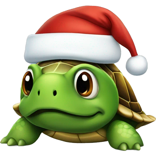 Turtle with santa hat emoji