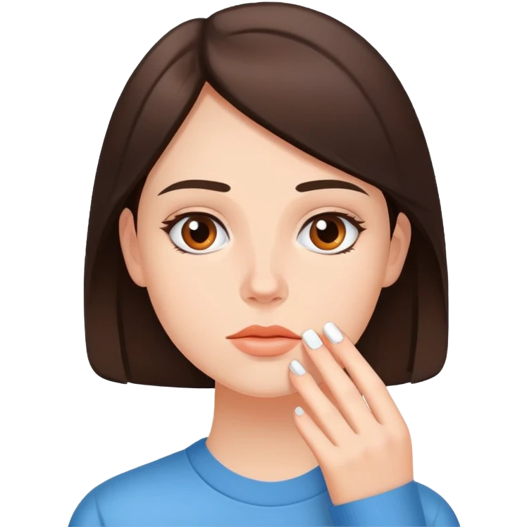Young brunette taking Adderall emoji