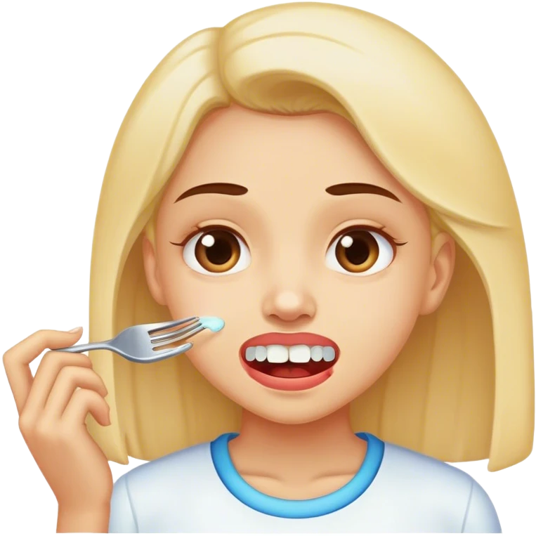 Girl who just had dental fillings and is hungry emoji