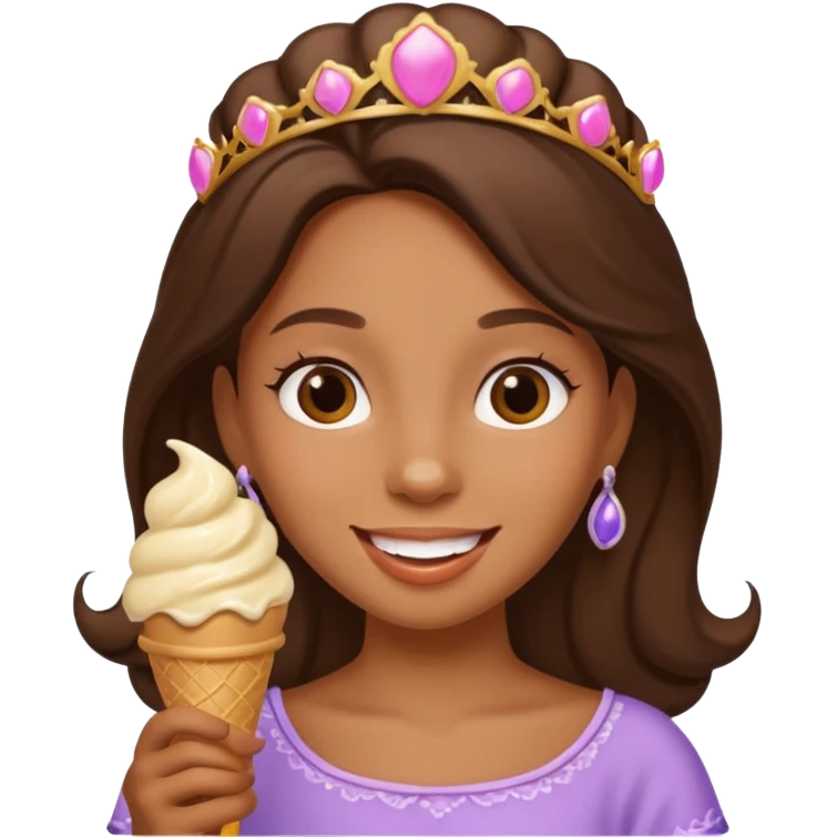 brown Princess with ice cream emoji