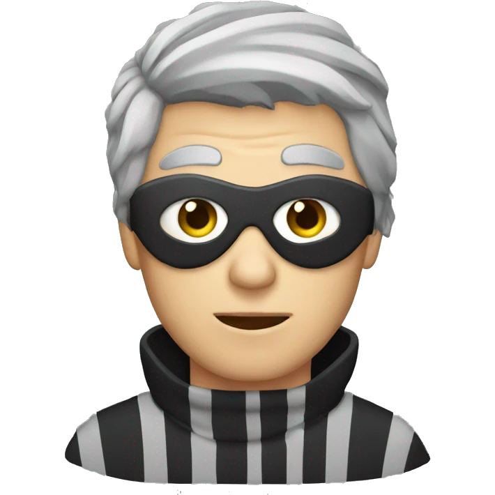 Burglar with eye mask and striped jumper and grey hair emoji