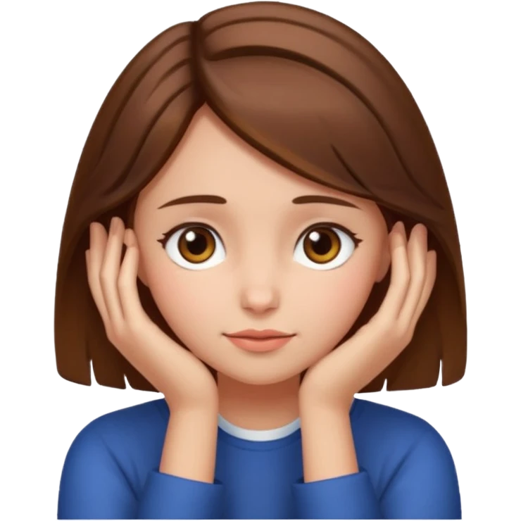 Head in hands brown hair girl emoji