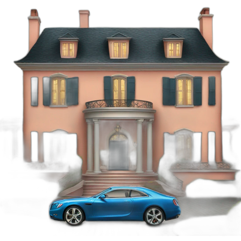 a mansion with a car emoji