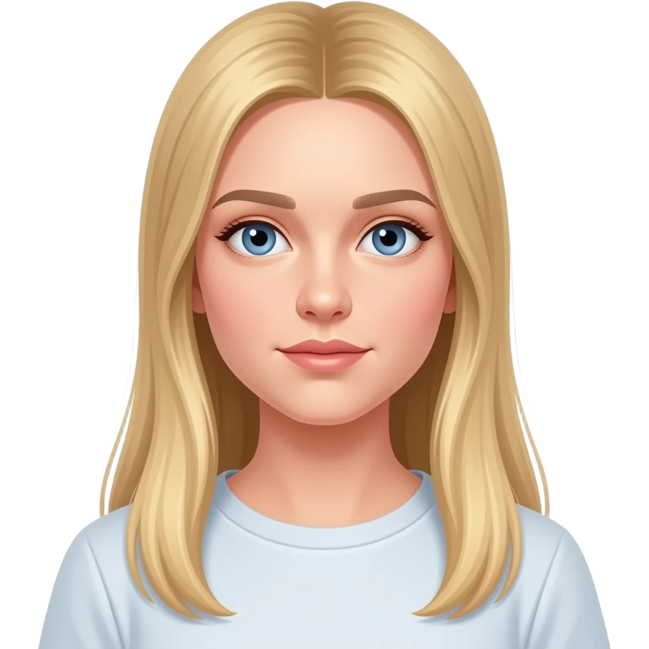 fai un set di emoji come soggetto una bella ragazza russa bionda capelli lisci lunghi e occhi chiari e pensierosa emoji