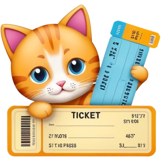 cartoon child ticket with cat emoji