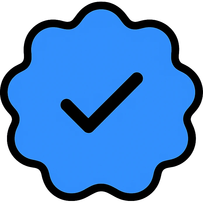blue verification tick icon, Instagram style, clean and modern, suitable for app icon, minimal, bold, rounded edges, vibrant colors, simple and recognizable emoji