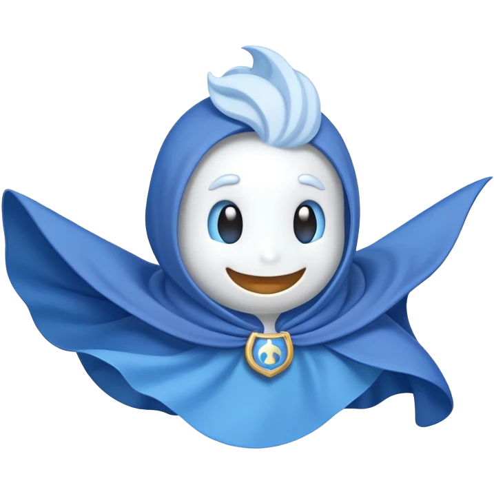 Discord logo character with a flowing cape, cute cartoon style emoji