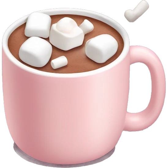 Light Pink mug of hot chocolate with marshmallows  emoji
