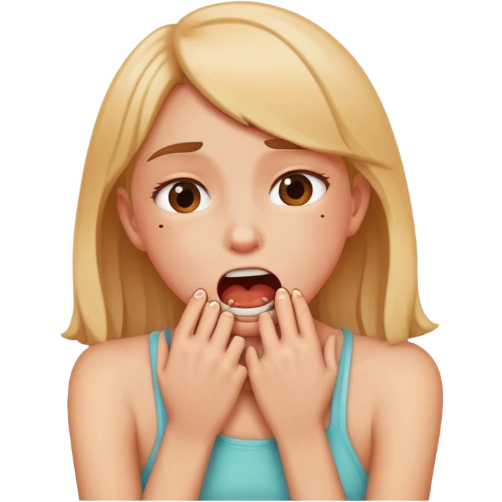Girl choking herself as a joke emoji