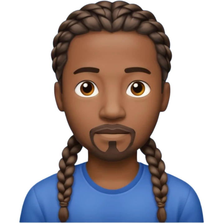 Hazme un emoji de un hombre negro con trenzas y una pequeña perilla sin bigote emoji