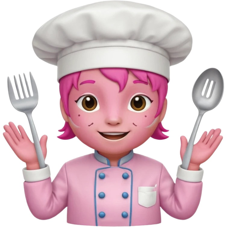 animal with pink chef costume emoji