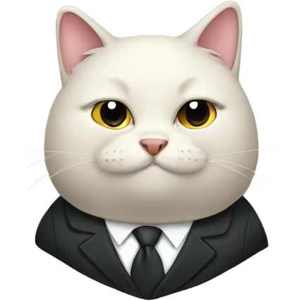 Fat black cat wearing a suit emoji
