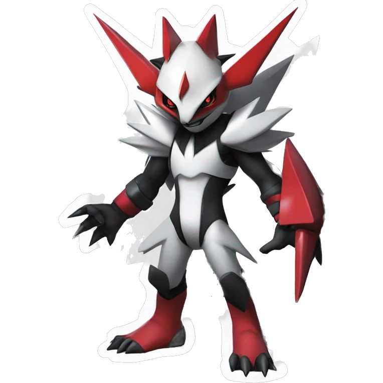  Cool Edgy Futuristic Black White Red Zangoose-Digimon-Medabot full body emoji