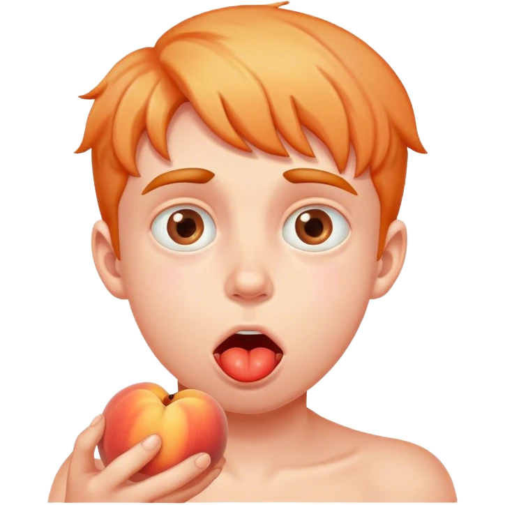 Boy drooling with peaches as eyes emoji