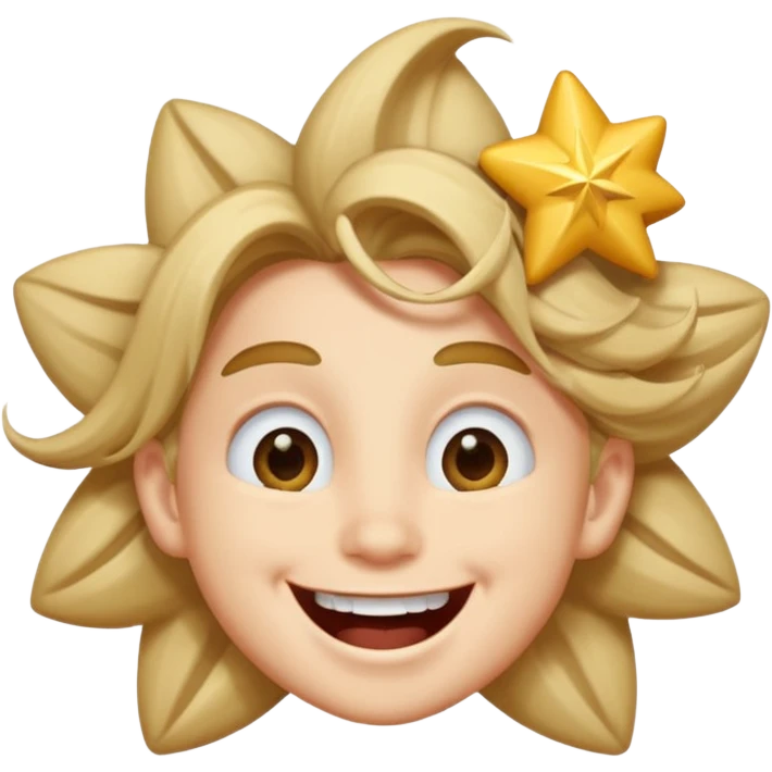Moreno ojos de estrella riéndose y pelo asía lado emoji