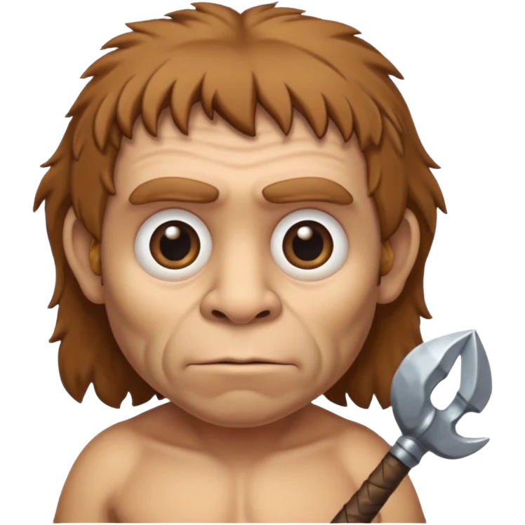 cute old Neanderthal with big eyes and a club emoji