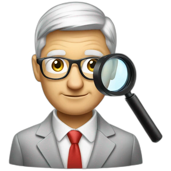 Tim Cook with magnifying glass emoji
