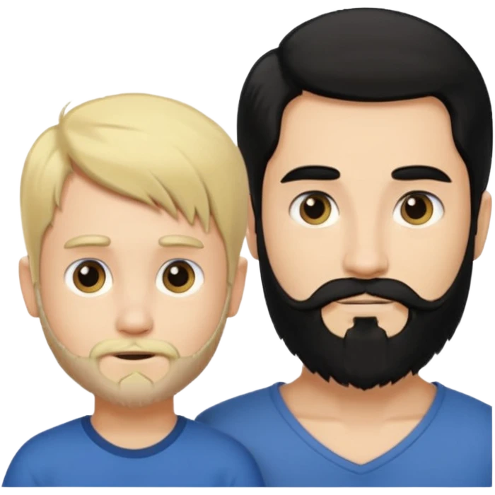 Man with long black hair tied in a tail and beard with a young boy blond short-haired without a beard emoji