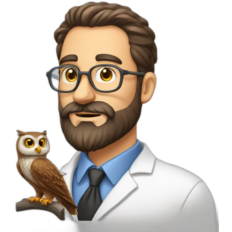 Beard-scientist-with-owl emoji