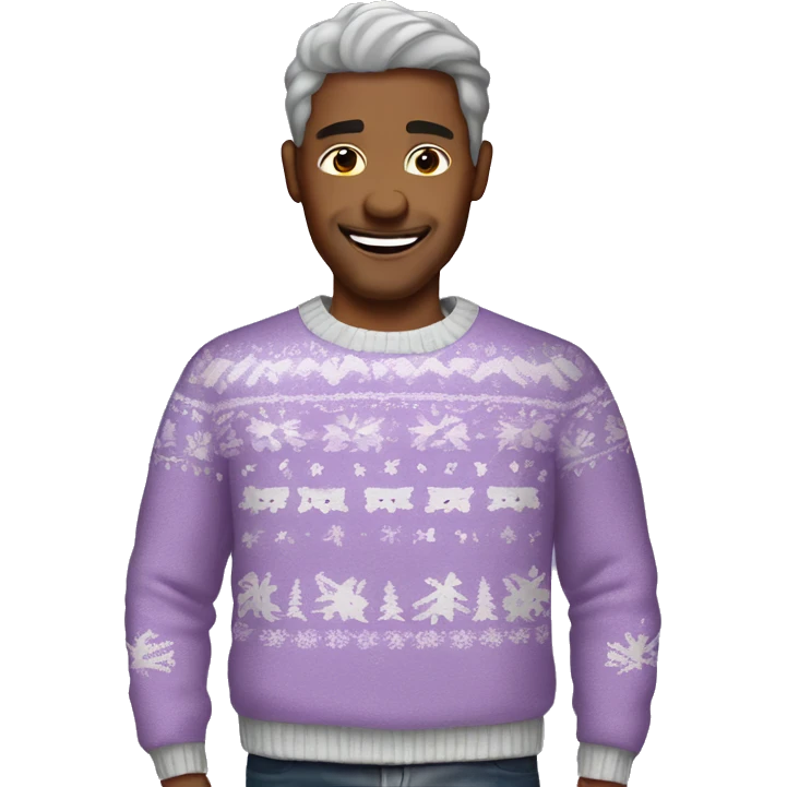 Realistic lilac ugly Christmas sweater. emoji