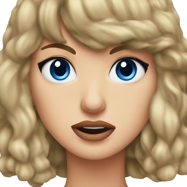 Taylor swift looking confused give her blue eyes and an angry expression emoji