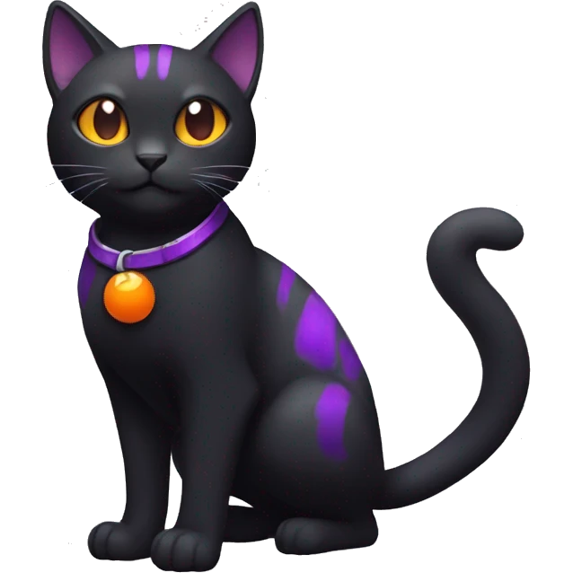 Cool Black Cat-Pokémon with orange belly and purple markings Full Body emoji