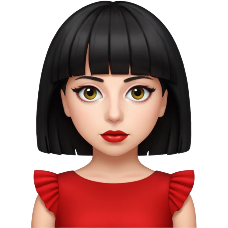 Create lady gaga with a red dress and black short hair with bangs emoji
