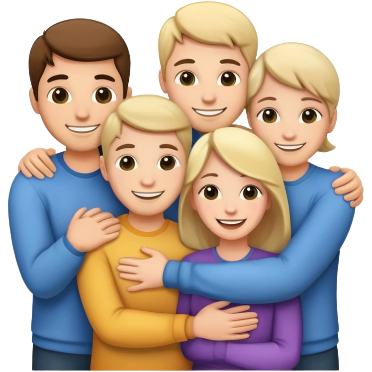 Five white people hug emoji