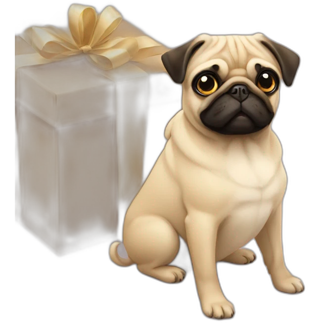 pug from gift box emoji