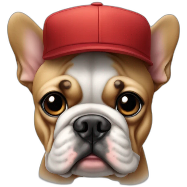 Bouledogue français avec une casquette emoji