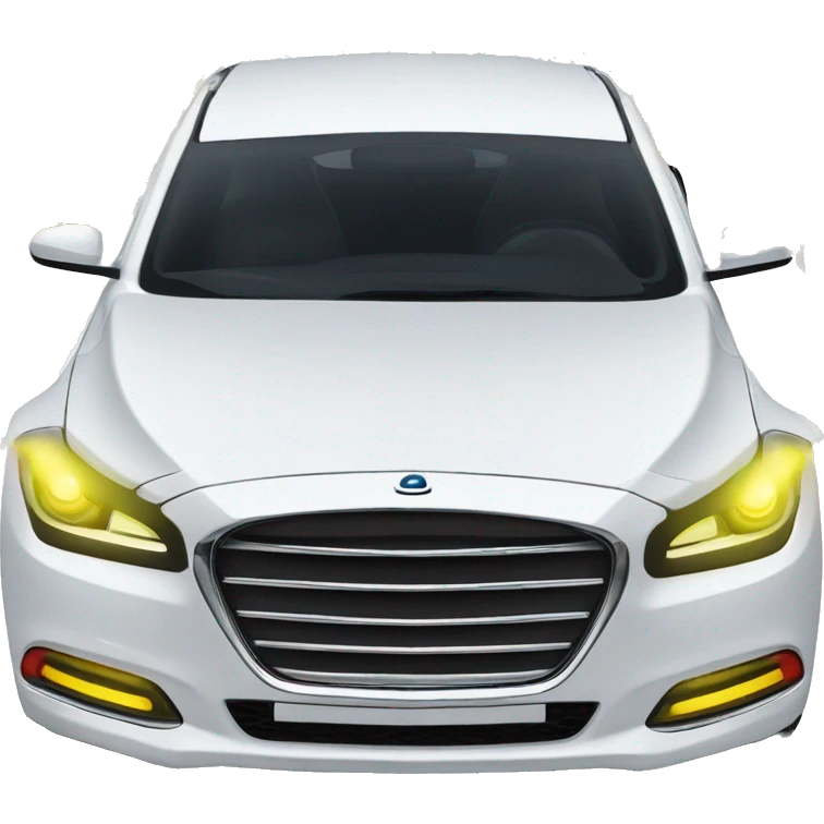 Genesis car hyunnday white with rear bumper yellow and all cover with christmast lights emoji
