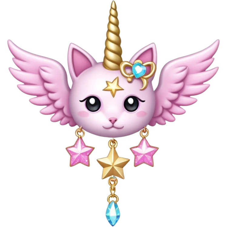 Kawaii decora cutecore starlight staff with wings and cute unicorn cat charms emoji