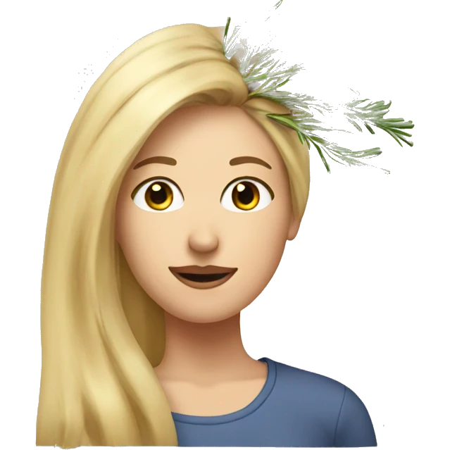 woman with blond Hair growing rosemary out of her head emoji