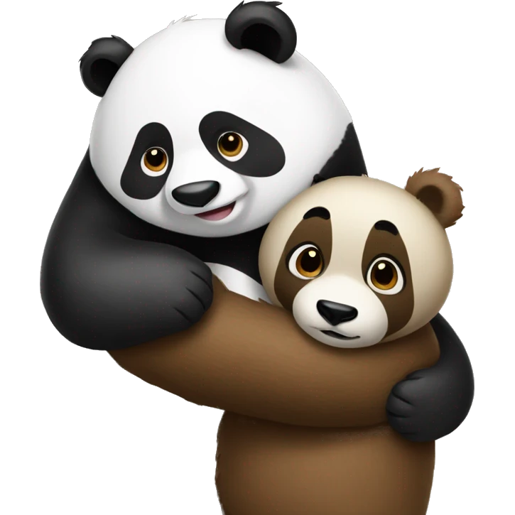 panda and brown bear hug emoji
