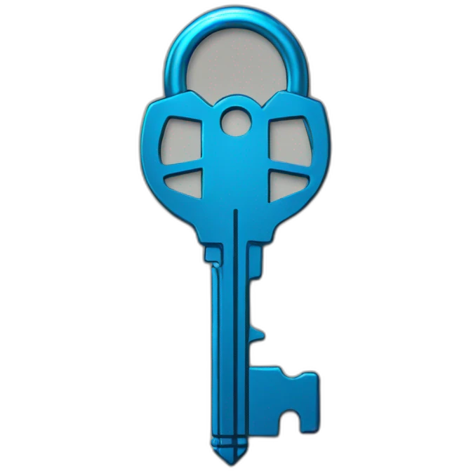 cyber metal key with blue rim light emoji