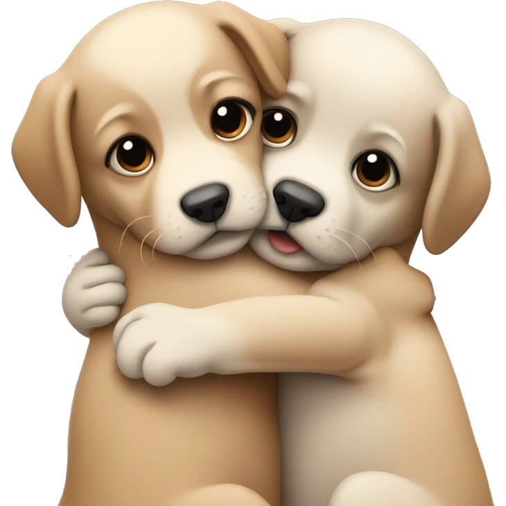 Two puppies hugging emoji