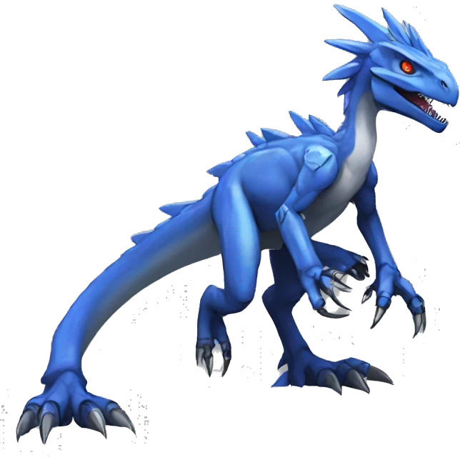  Edgy Blue Digimon-Fakemon-Velociraptor-Dragon-Mecha full body emoji