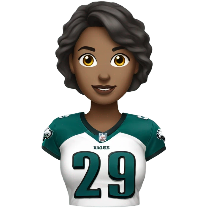  White female brunette wearing Philadelphia Eagles jersey emoji